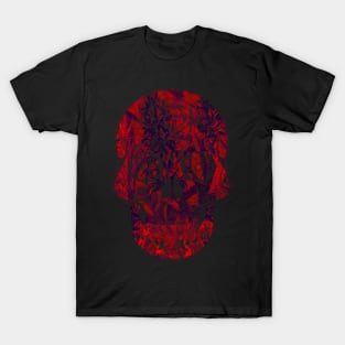 Red Dia del Muertos Day of the dead halloween floral skull T-Shirt